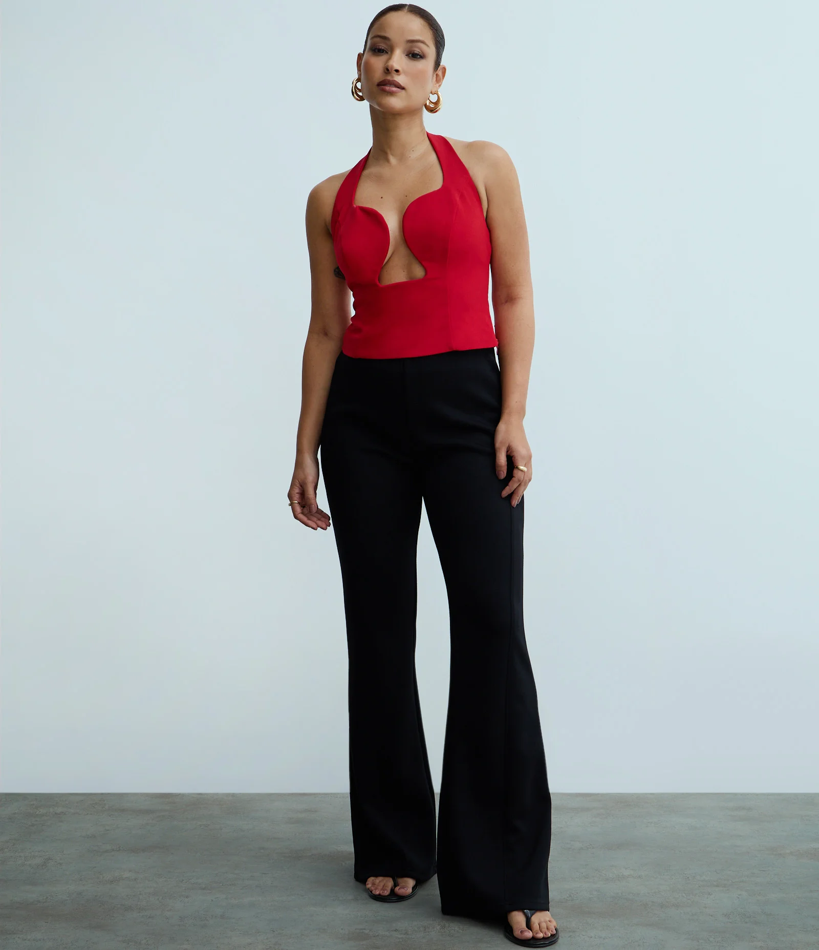 Blusa Frente Única em Alfaiataria com Decote Orgânico Vermelho 2