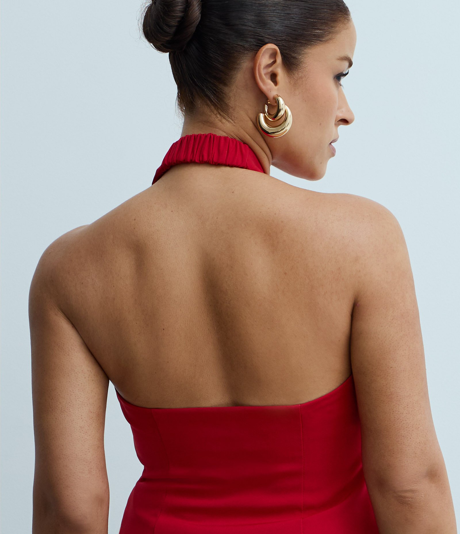 Blusa Frente Única em Alfaiataria com Decote Orgânico Vermelho 3