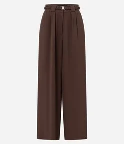 Calça Pantalona em Crepe com Cinto Elástico