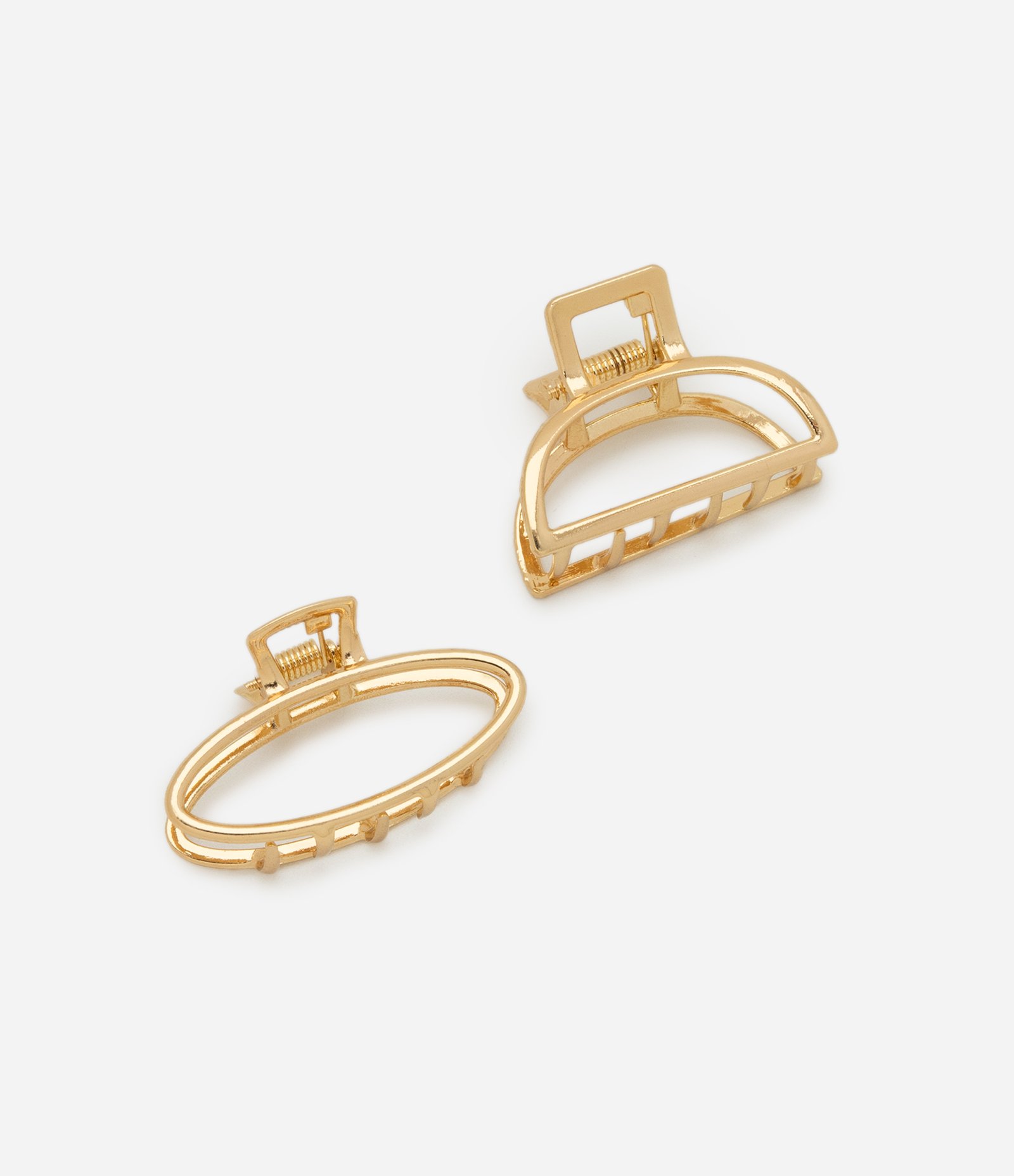 Kit 02 Piranha de Cabelo Vazadas com Formas Diversas Dourado 1