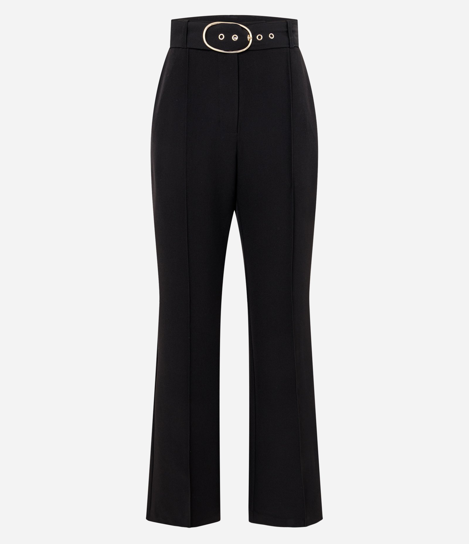 Calça Flare Alfaiataria com Cinto em Fivela Preto 1