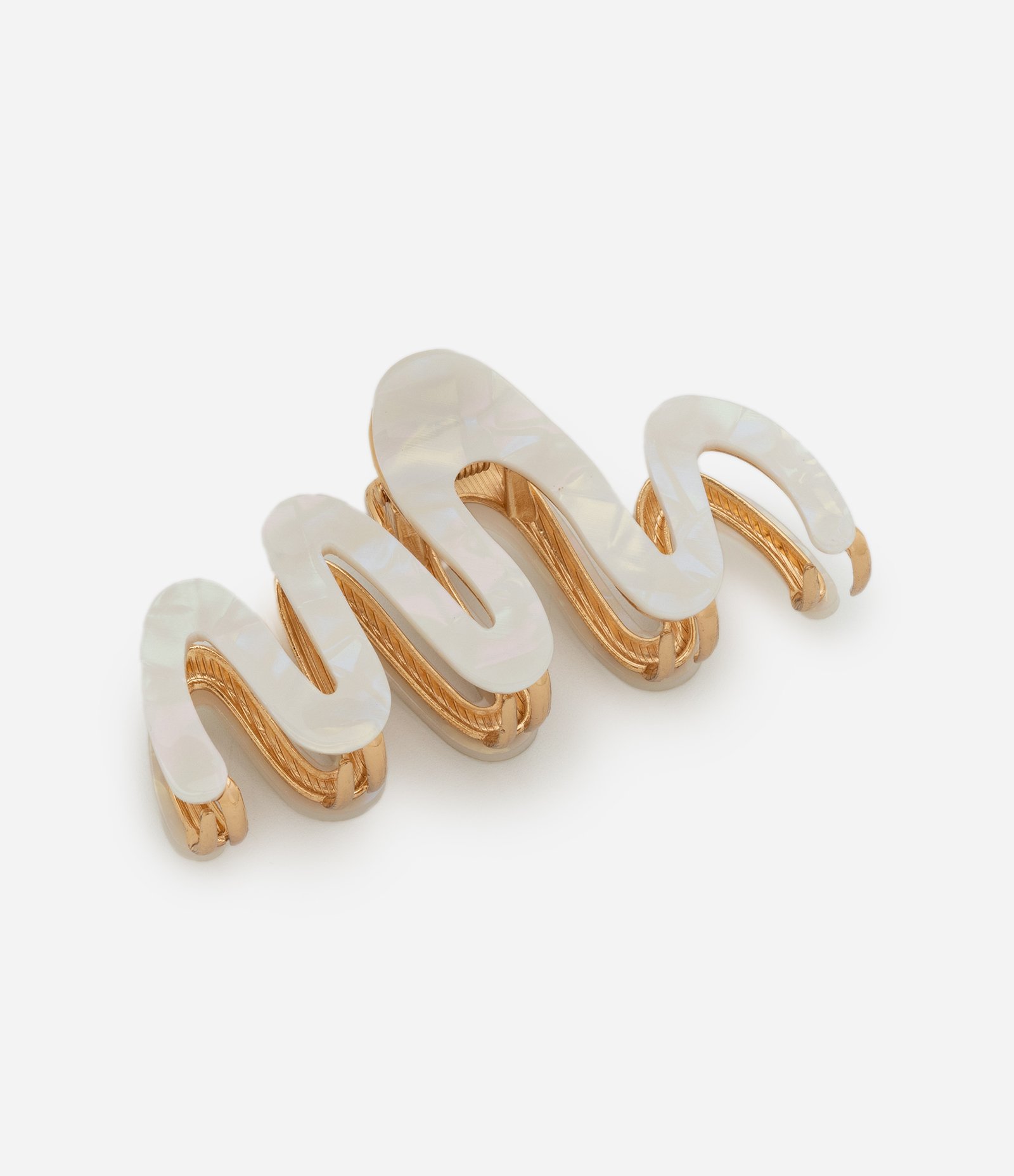 Piranha de Cabelo em Formato Ondulada em Resina Branco 1