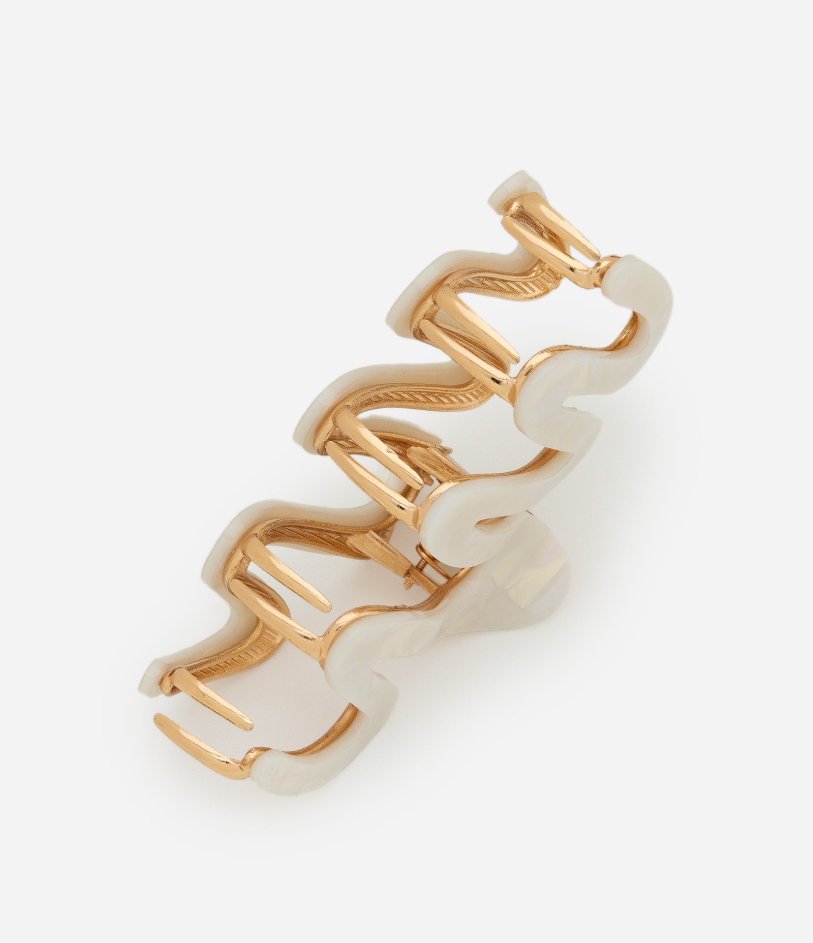 Piranha de Cabelo em Formato Ondulada em Resina Branco 2