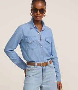Camisa Regular Básica em Liocel