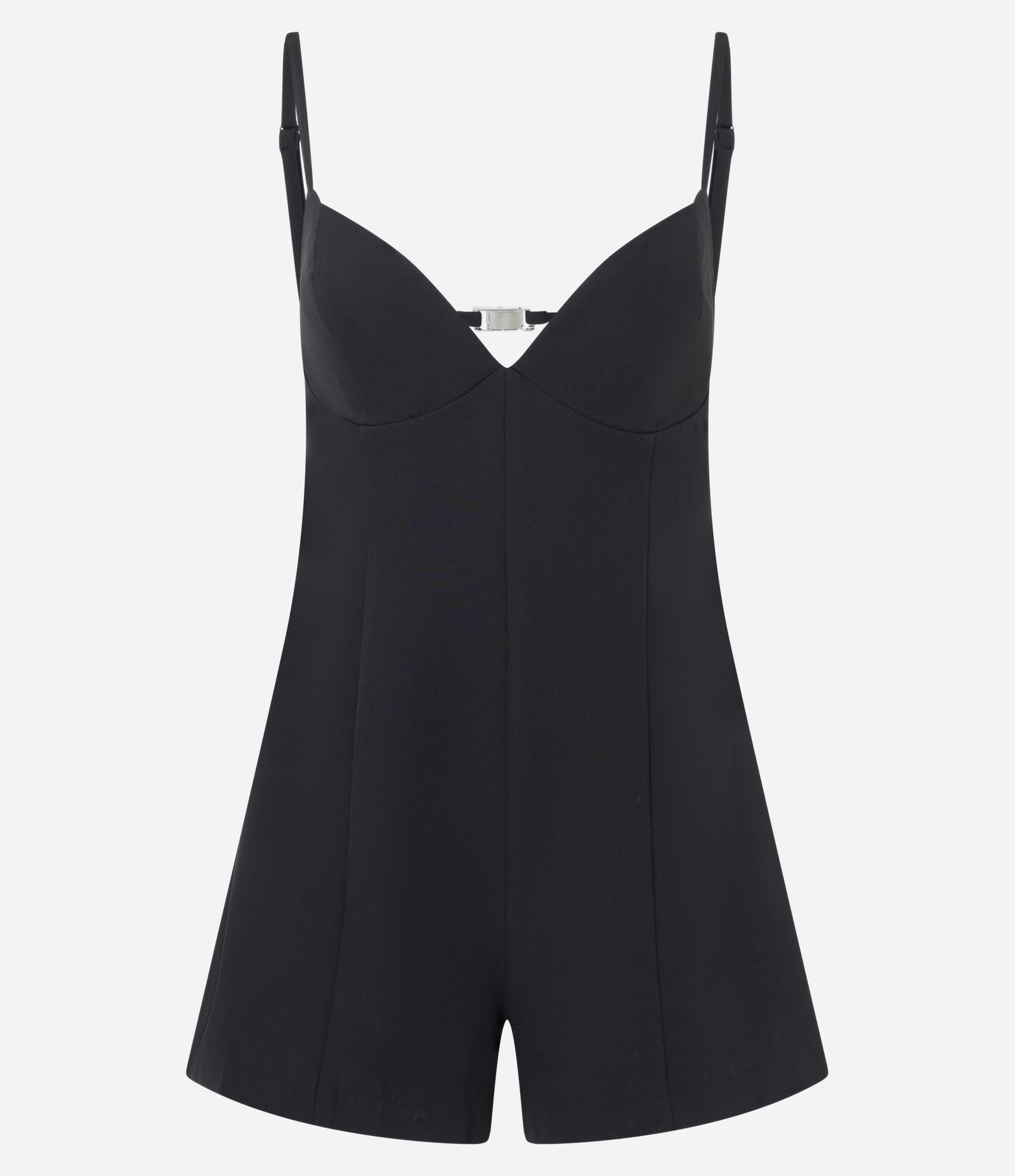 Macaquinho em Alfaiataria com Decote V e Detalhe nas Costas Preto 1