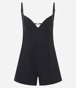 Macaquinho em Alfaiataria com Decote V e Detalhe nas Costas