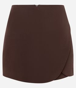 Short Saia Curto em Alfaiataria com Transpasse Arredondado