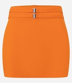 Short Saia em Bengaline com Cinto Duplo e Zíper nas Costas