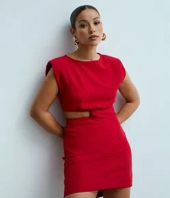 Vestido Curto de Alfaiataria com Cut Out Lateral