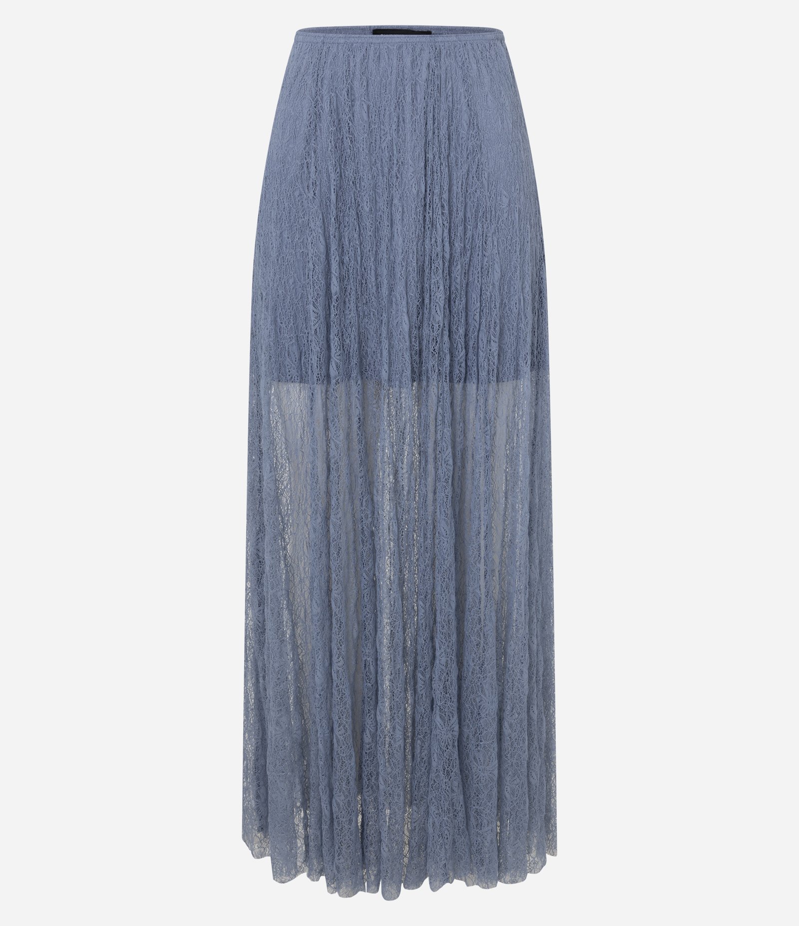 Saia Evasê New Midi em Renda com Forro Azul Acinzentado 6