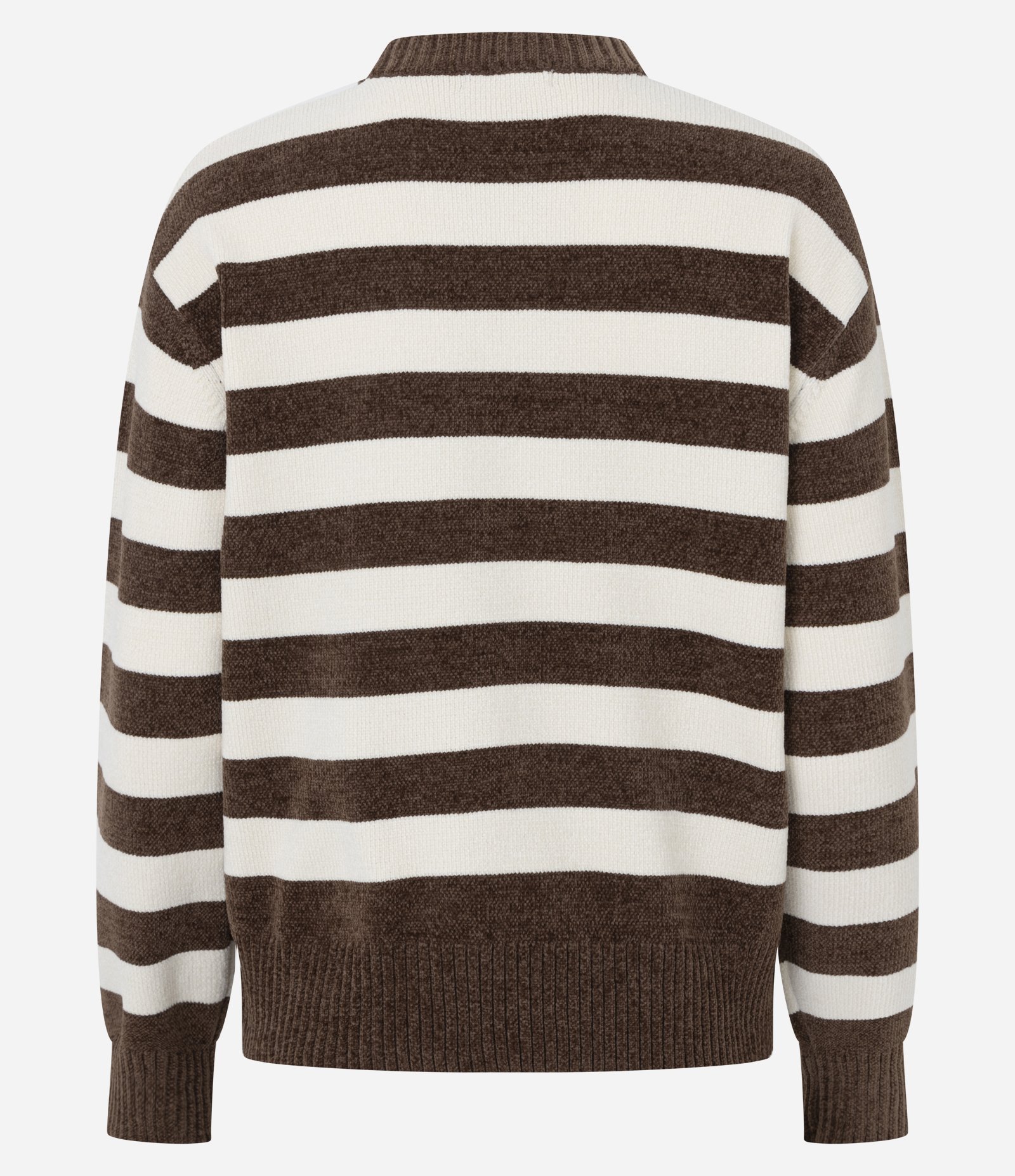 Suéter em Chenille com Estampa Listrada e Gola Redonda Marrom 8