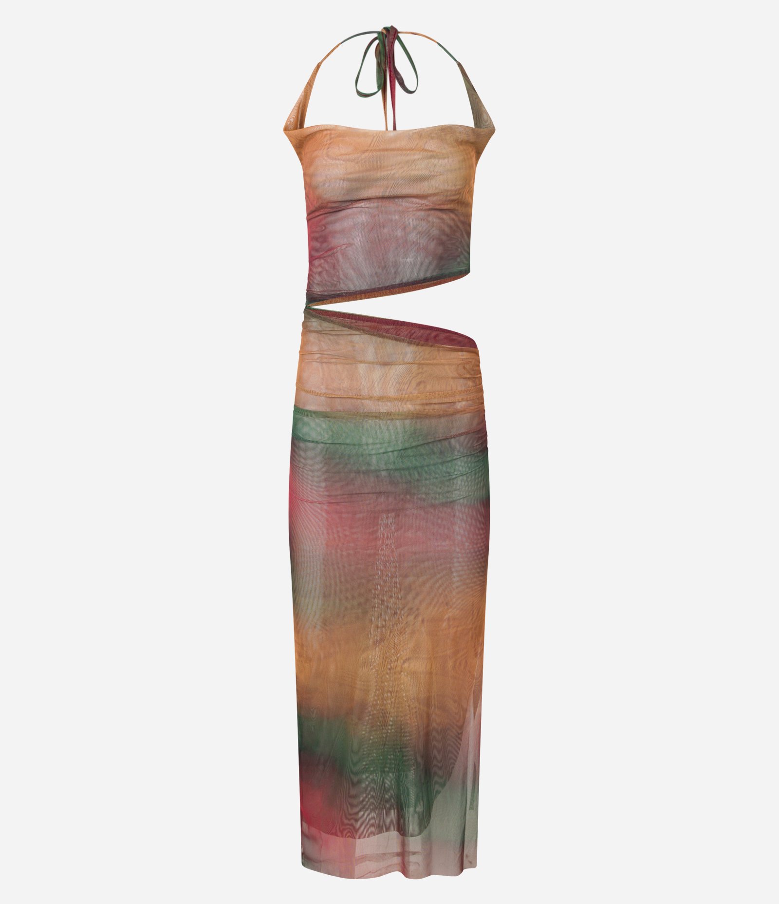 Vestido Midi em Tule Efeito Manchado com Recorte Vazado Multicores 8