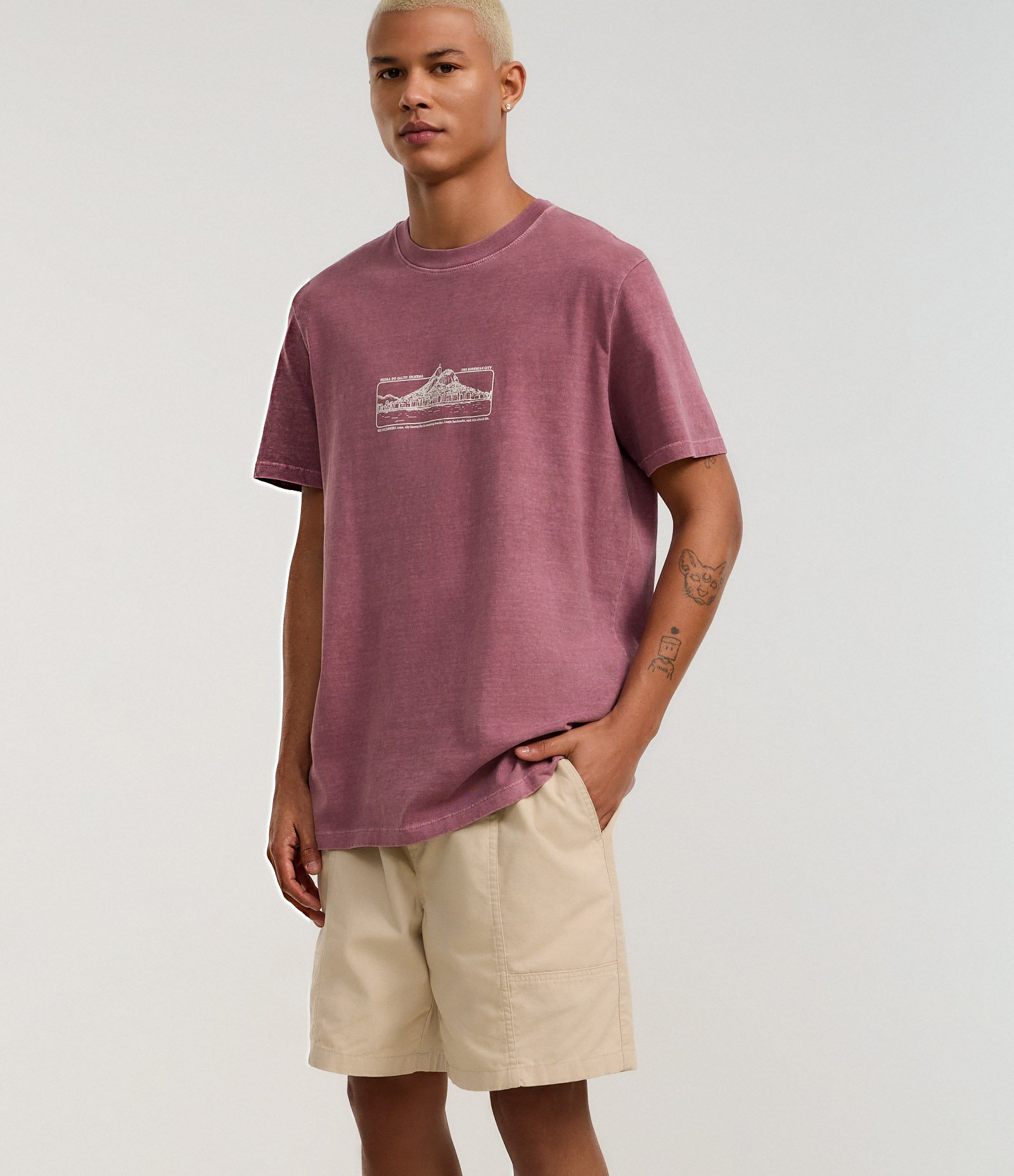 Bermuda Shorts em Sarja com Cós Elástico e Recortes Cinza 4