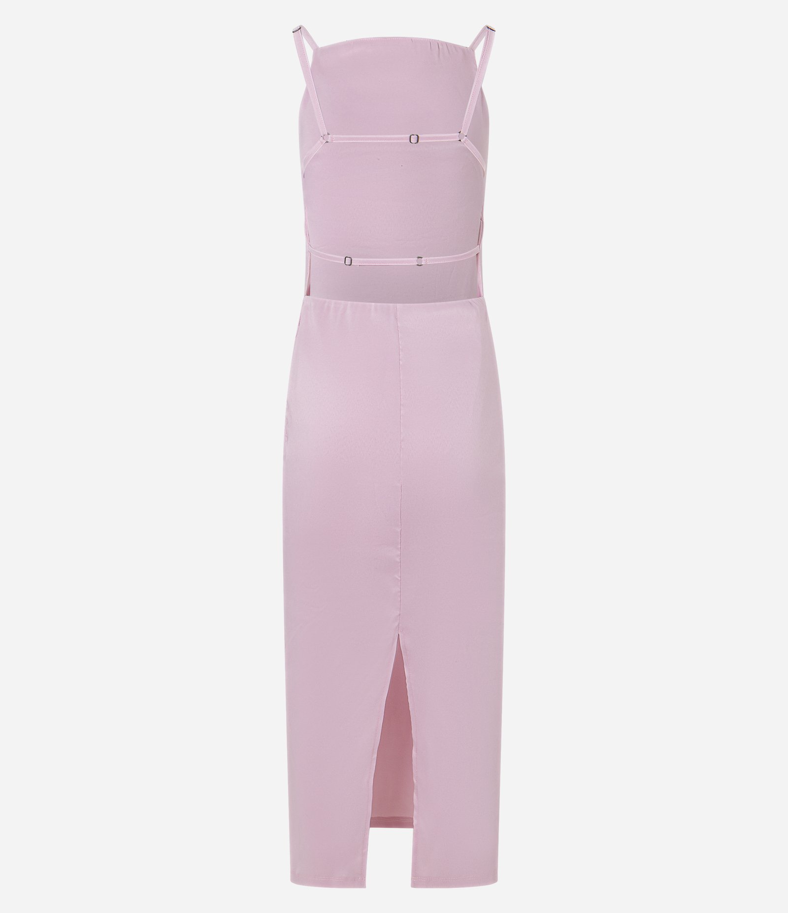 Vestido New Midi em Bengaline com Gola Halter e Alças Finas Rosa 7