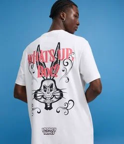 Camiseta Comfort em Algodão com Estampa de Esqueleto Perna Longa