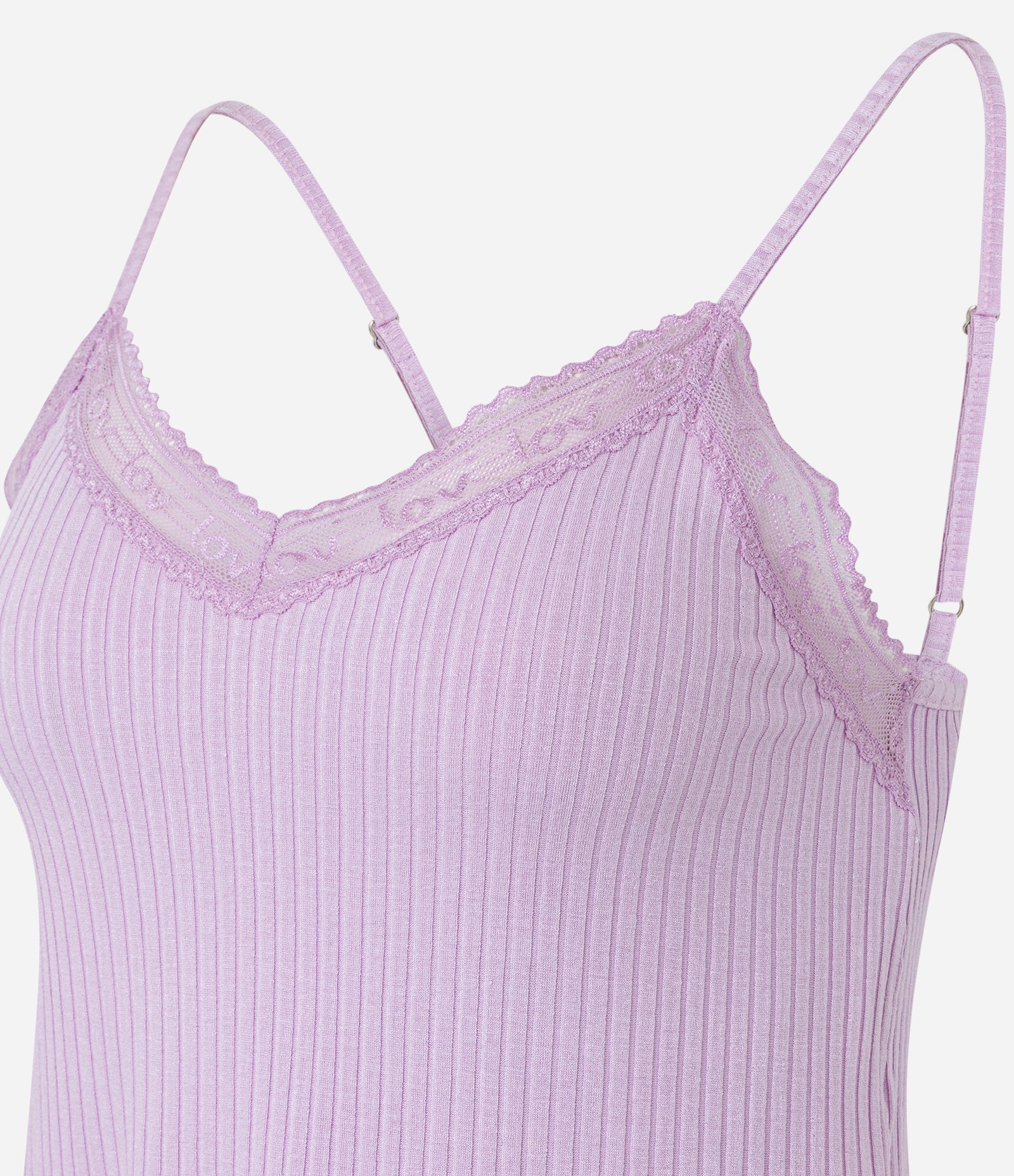 Pijama Short Doll em Ribana com Rendinha Lov Lilás 6