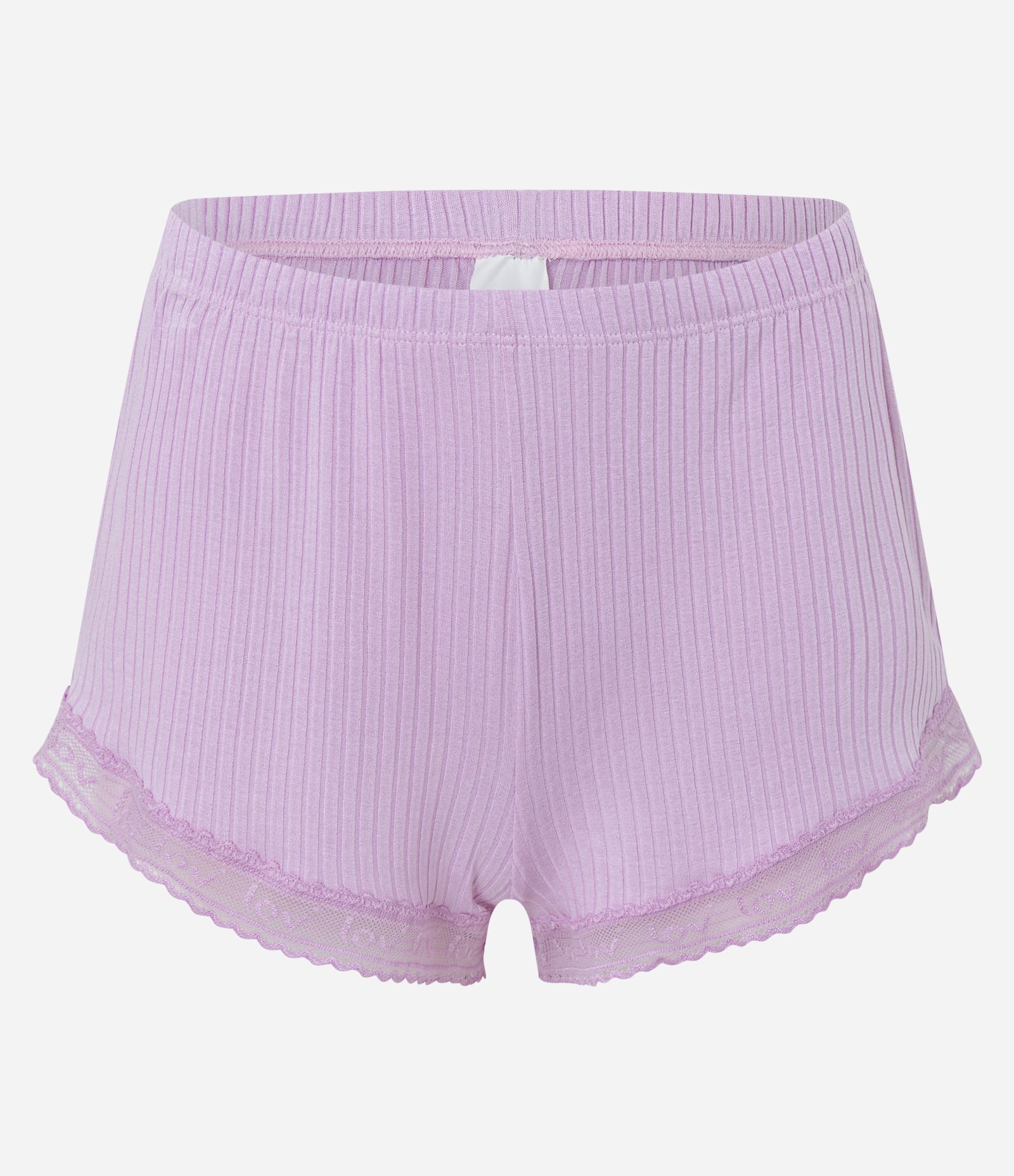 Pijama Short Doll em Ribana com Rendinha Lov Lilás 8