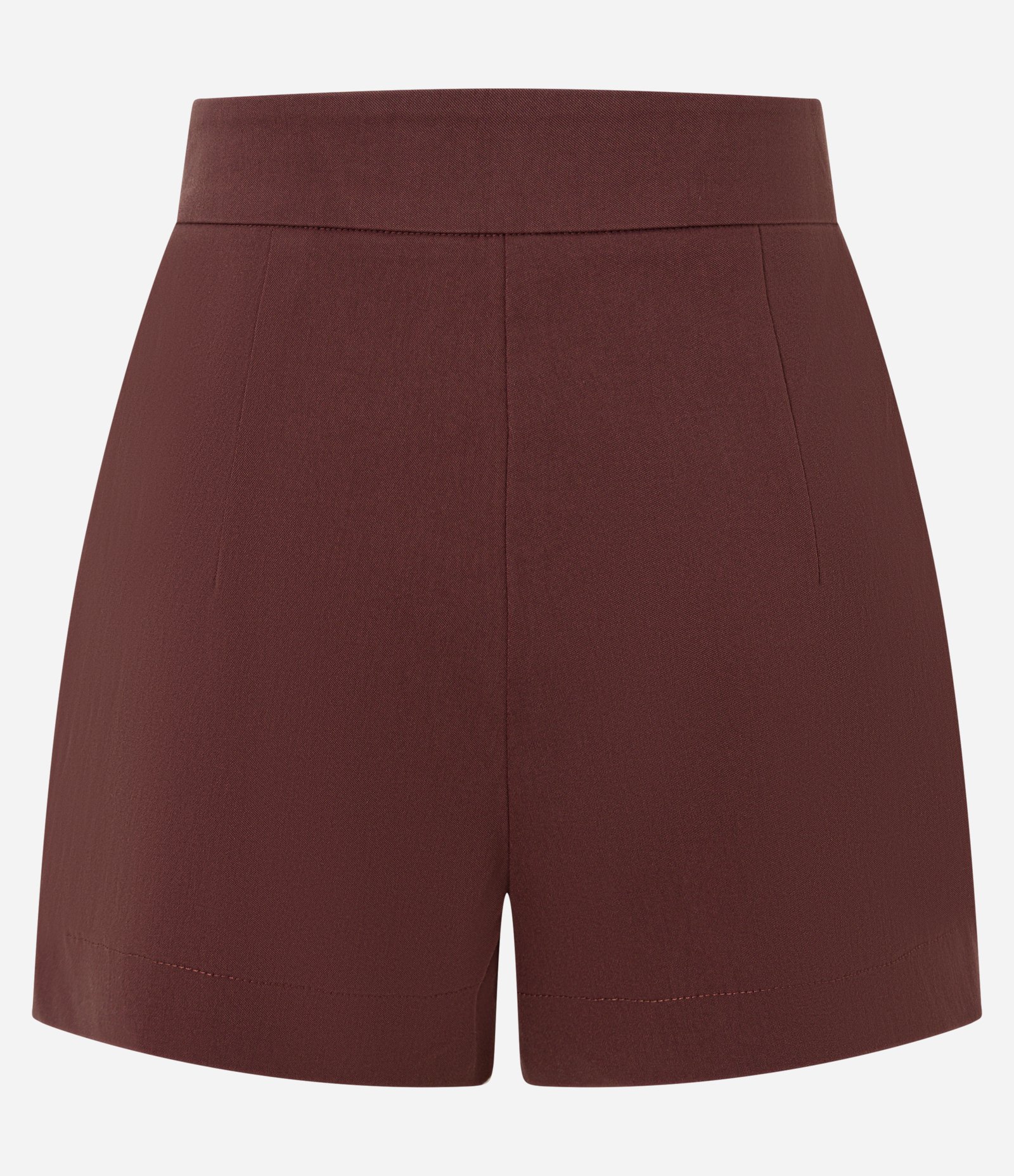 Short em Bengaline com Zíper Tratorado na Lateral Marrom Médio 2