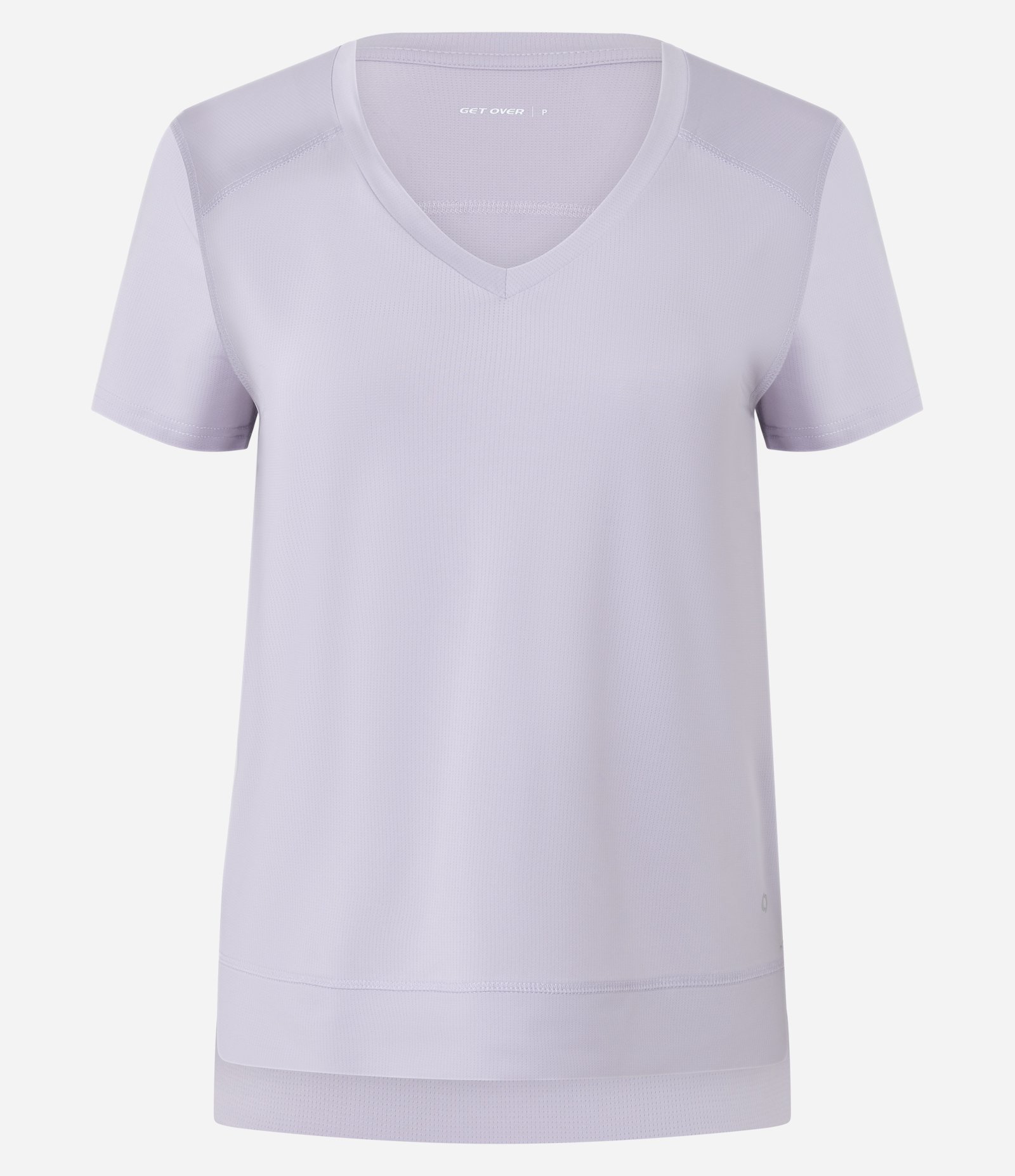 Camiseta Esportiva em Microfibra Furadinha com Barra Mullet Lilás 1