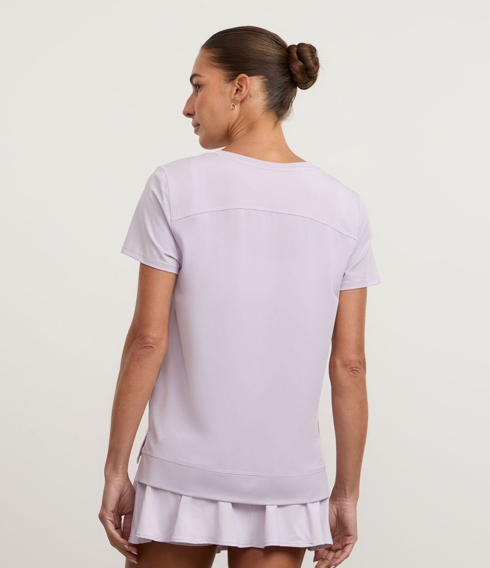 Camiseta Esportiva em Microfibra Furadinha com Barra Mullet Lilás 4