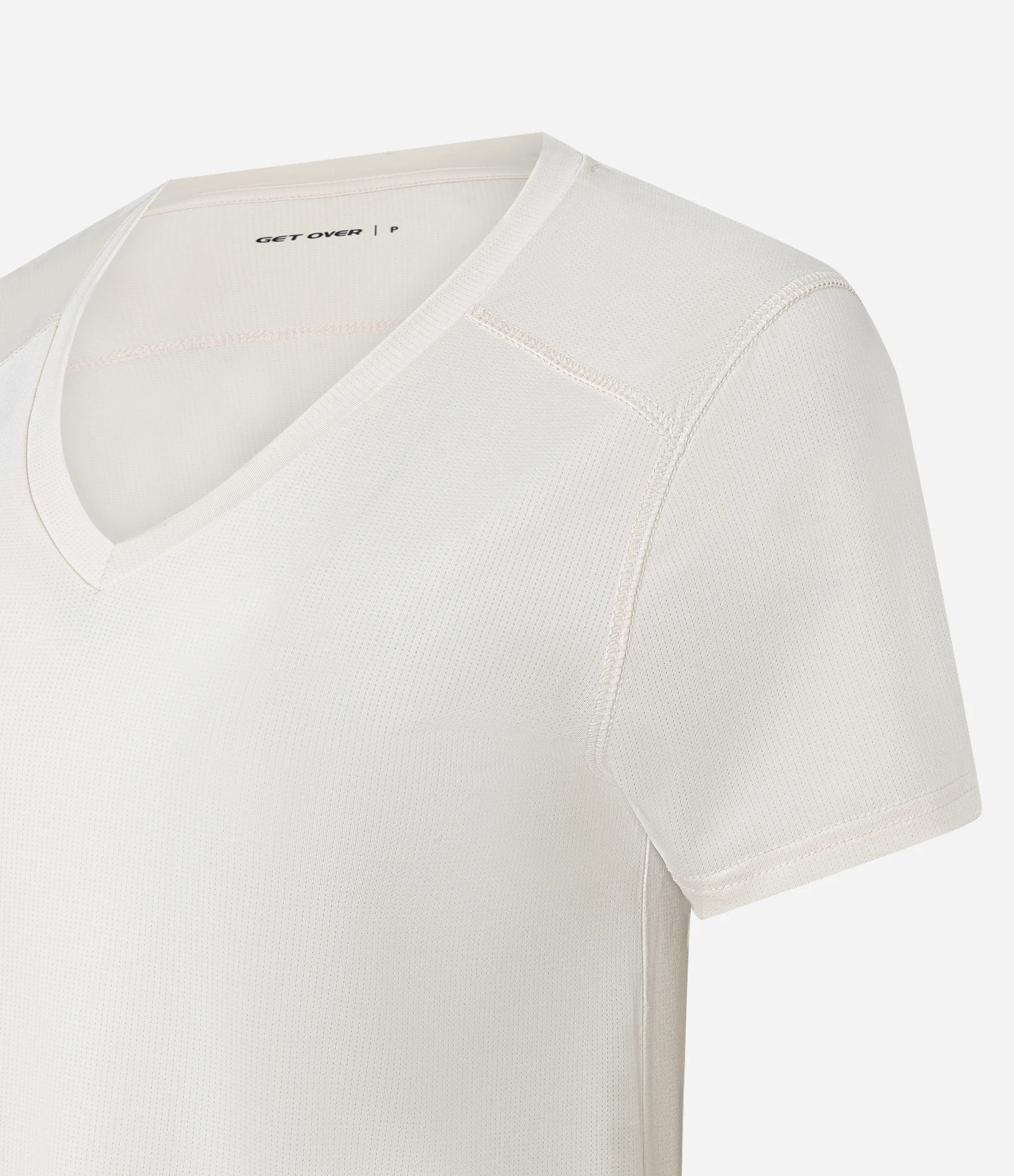 Camiseta Esportiva em Microfibra Furadinha com Barra Mullet Off White 6
