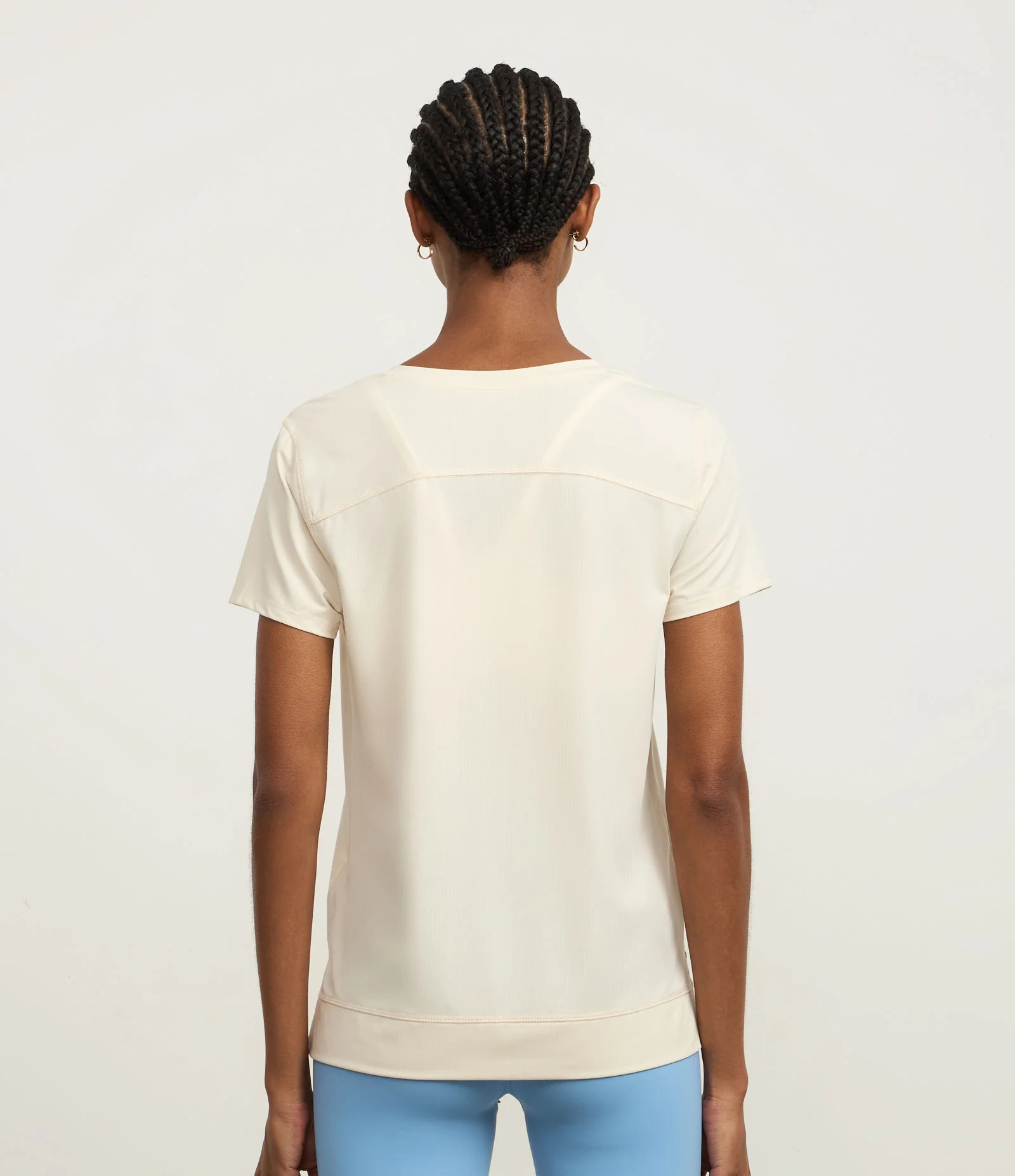 Camiseta Esportiva em Microfibra Furadinha com Barra Mullet Off White 4