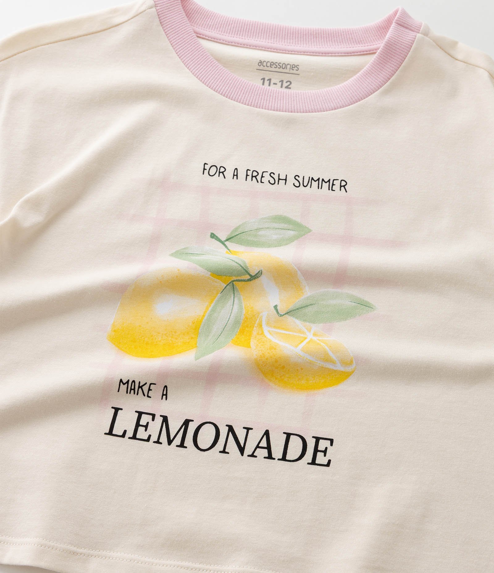 Pijama Infantil com Estampa Limões e Listras - Tam 7 a 16 Anos Amarelo/Rosa 10