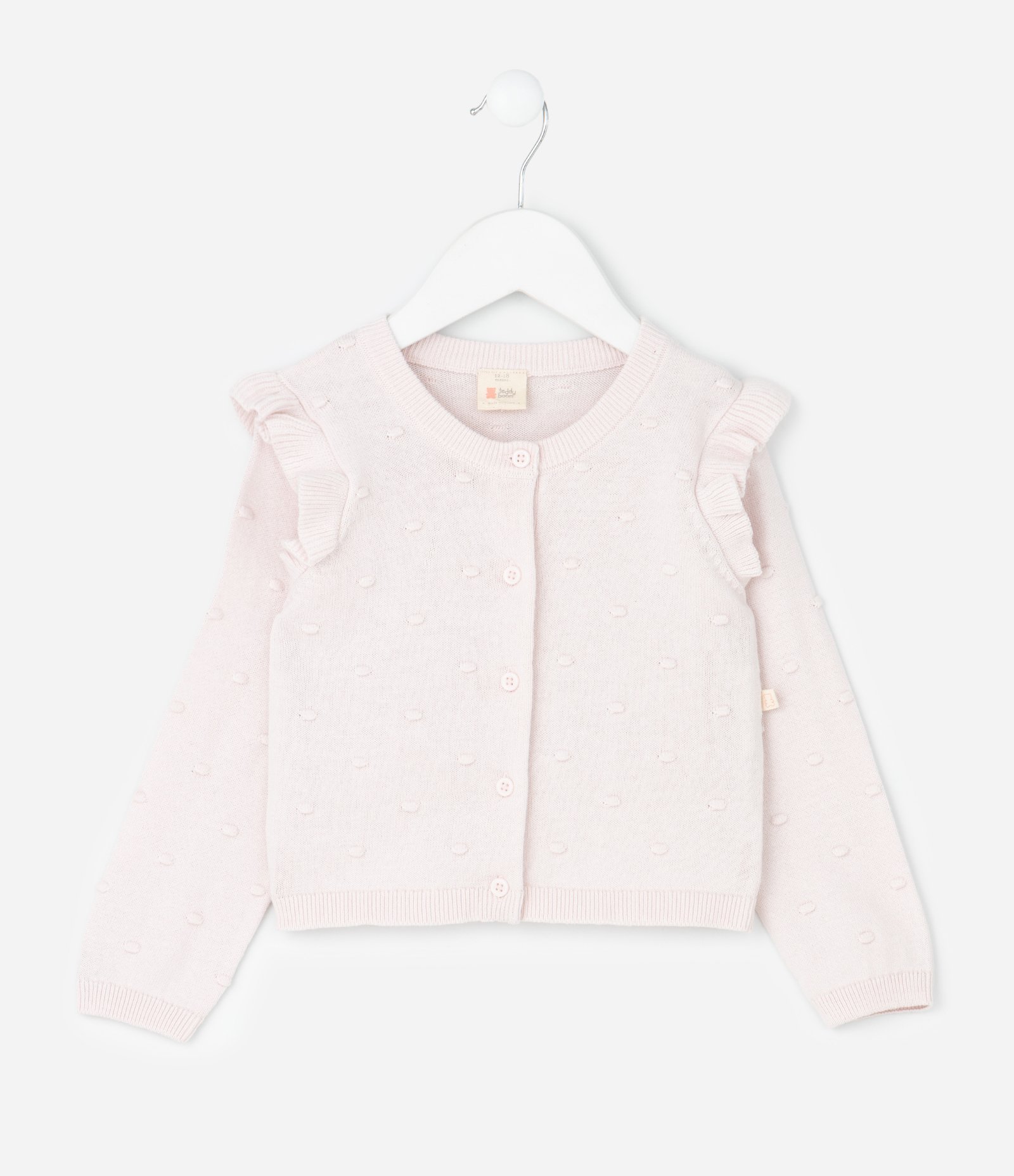 Cardigan Infantil em Efeito Tricô com Babado Texturizado – Tam RN a 18 Meses Lilás Claro 1
