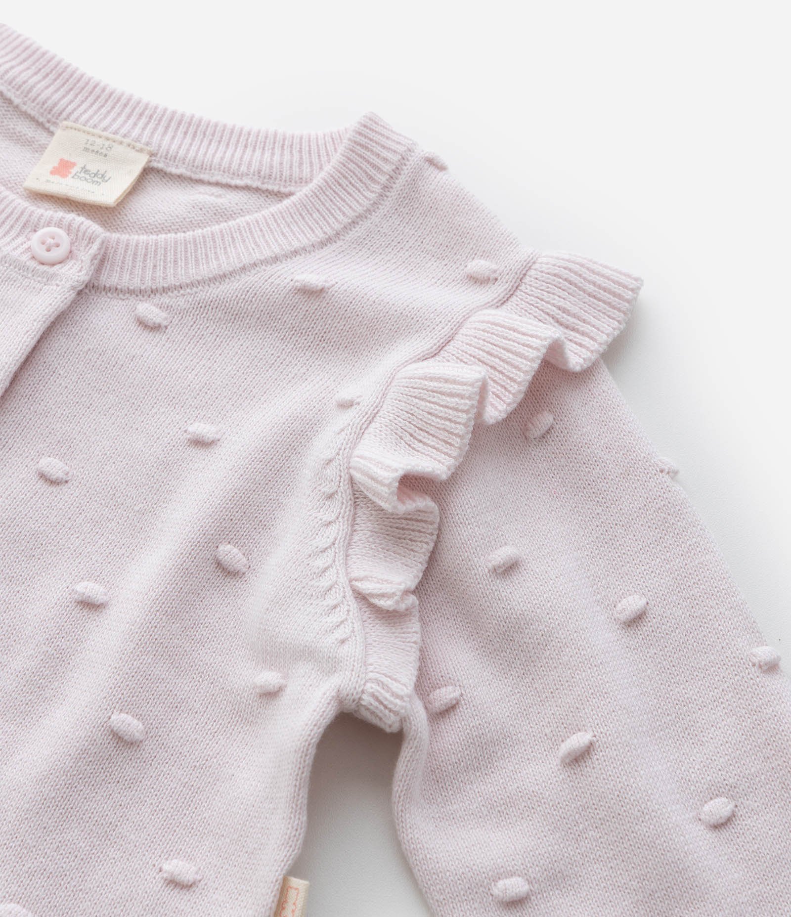 Cardigan Infantil em Efeito Tricô com Babado Texturizado – Tam RN a 18 Meses Lilás Claro 5