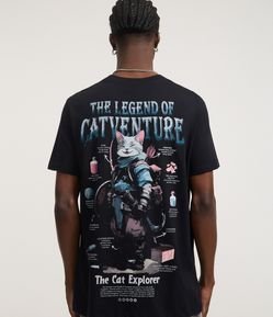 Camiseta Regular em Algodão com Estampa Lettering The Legend Of Catventure
