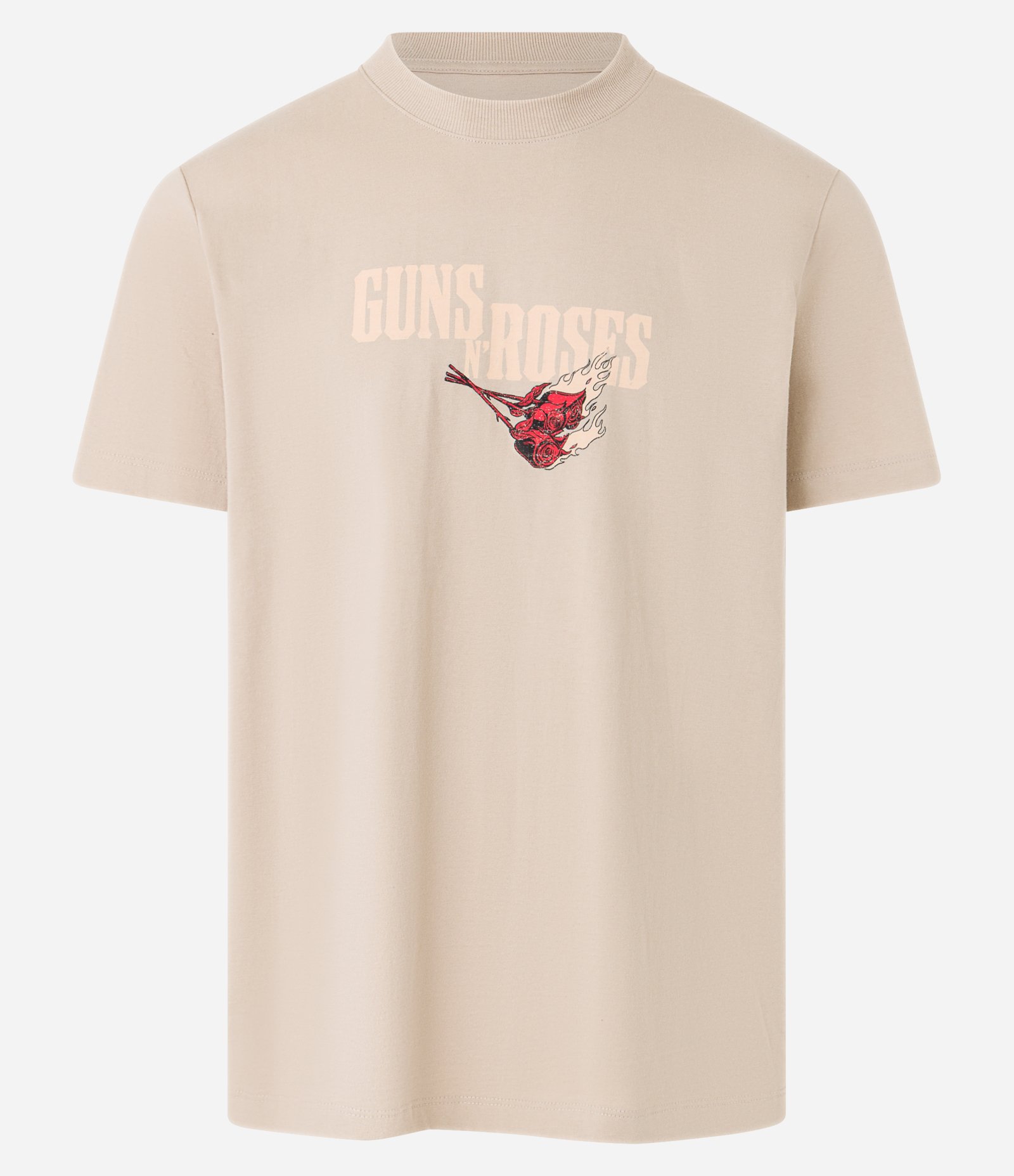 Camiseta Comfort em Algodão com Estampa de Águia com Flores Guns N' Roses Bege 7