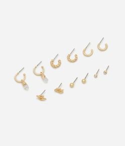 Kit 06 Brincos Argola em Metal com Detalhes de Cristal