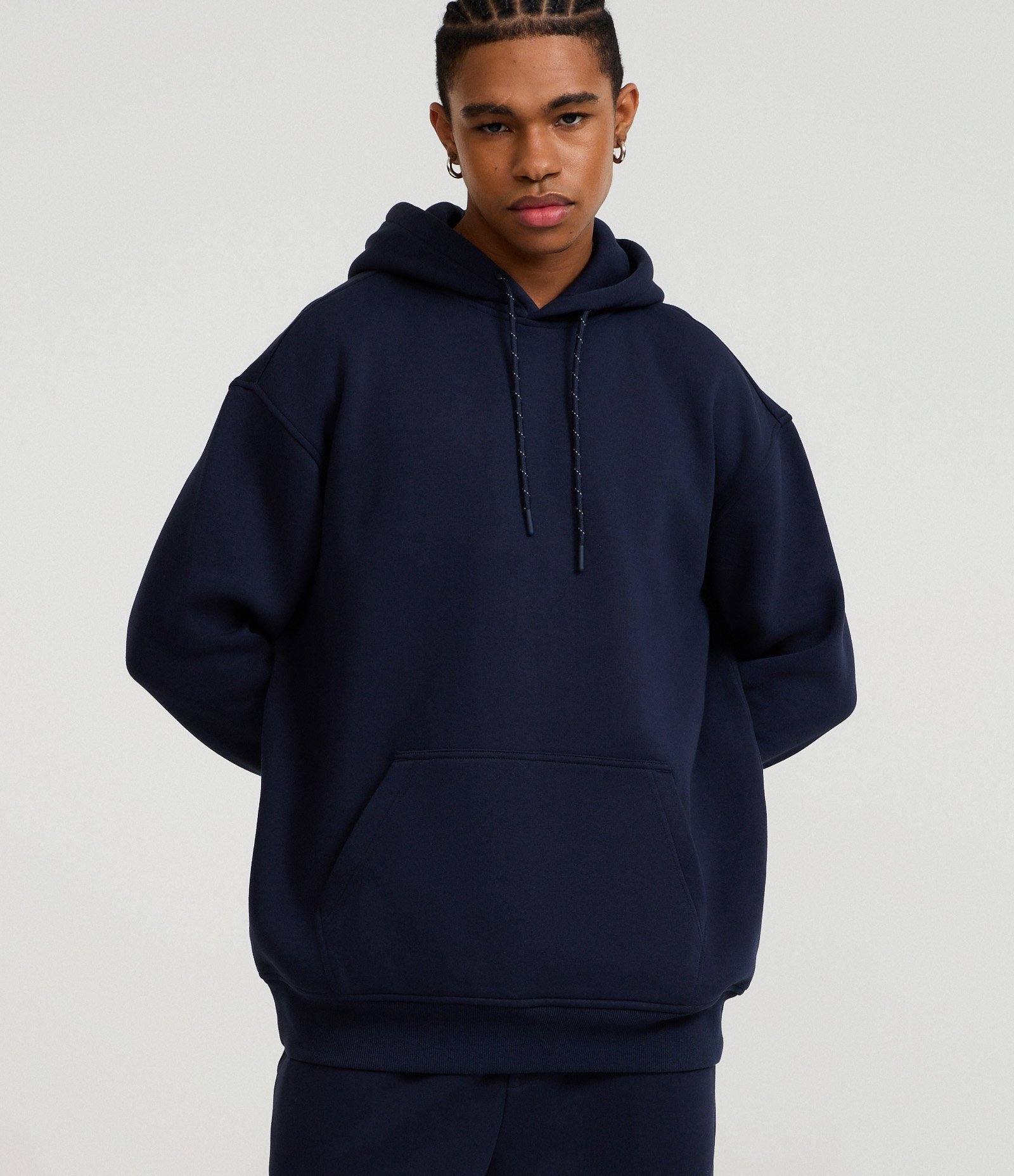 Casaco Relaxed Moletom com Felpa Liso Básico Azul 1