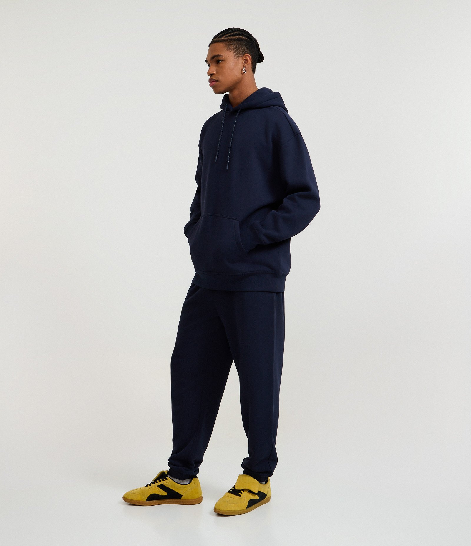 Casaco Relaxed Moletom com Felpa Liso Básico Azul 2