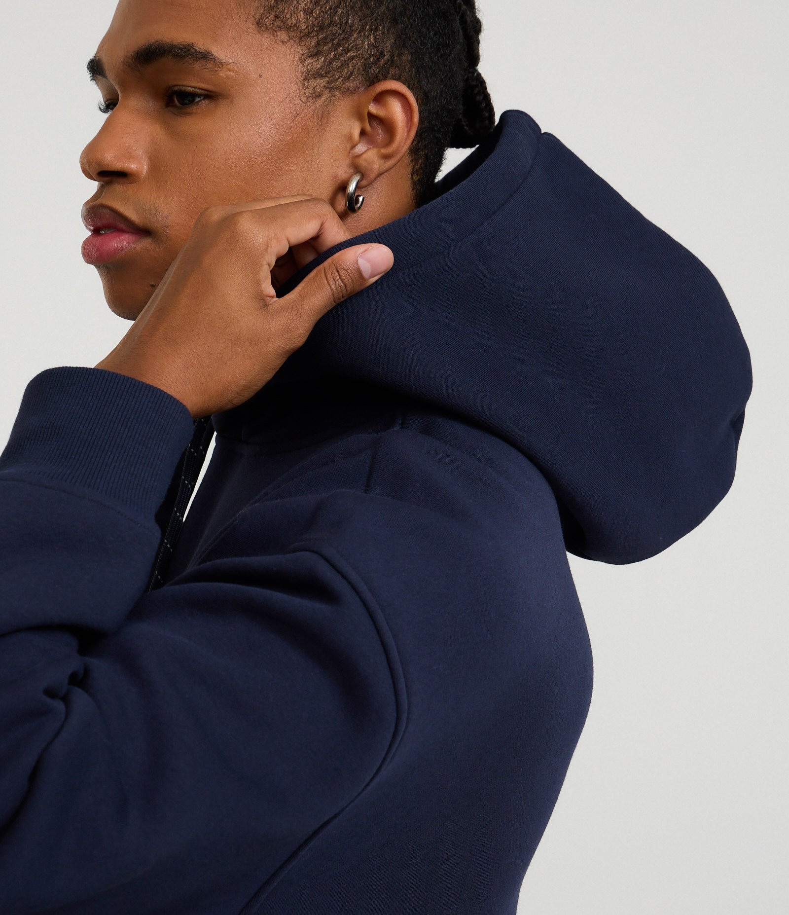 Casaco Relaxed Moletom com Felpa Liso Básico Azul 3