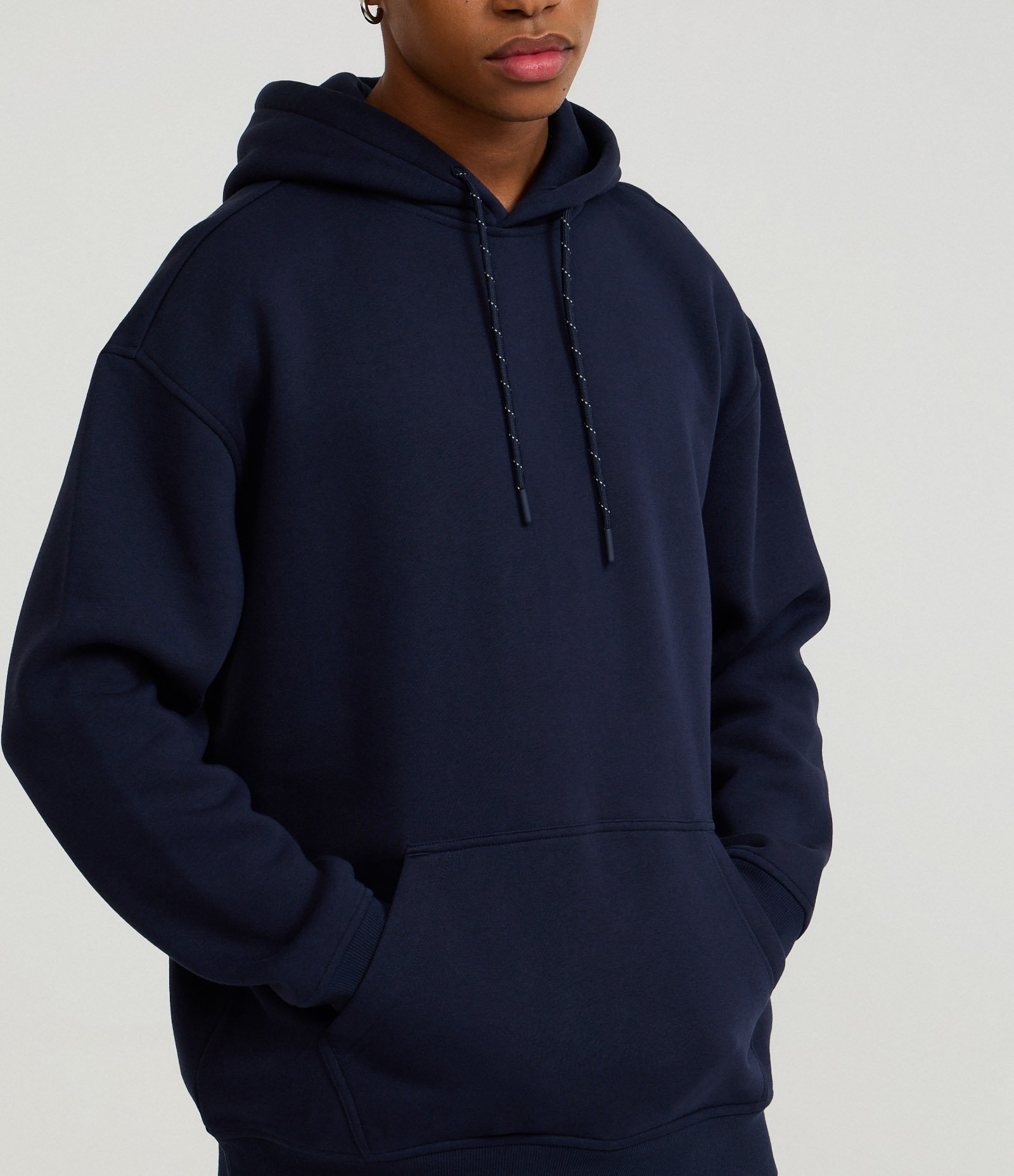 Casaco Relaxed Moletom com Felpa Liso Básico Azul 4