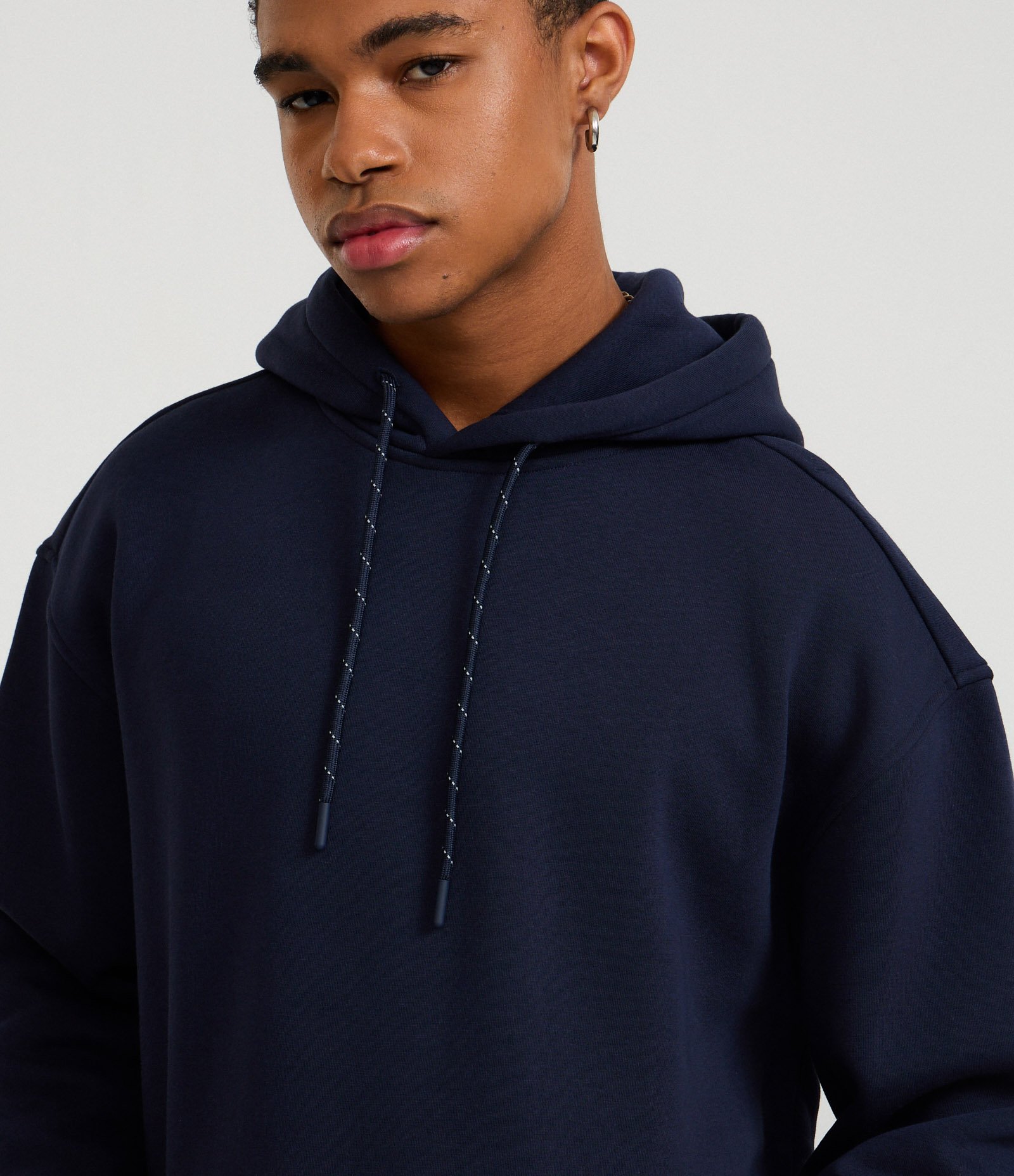 Casaco Relaxed Moletom com Felpa Liso Básico Azul 5