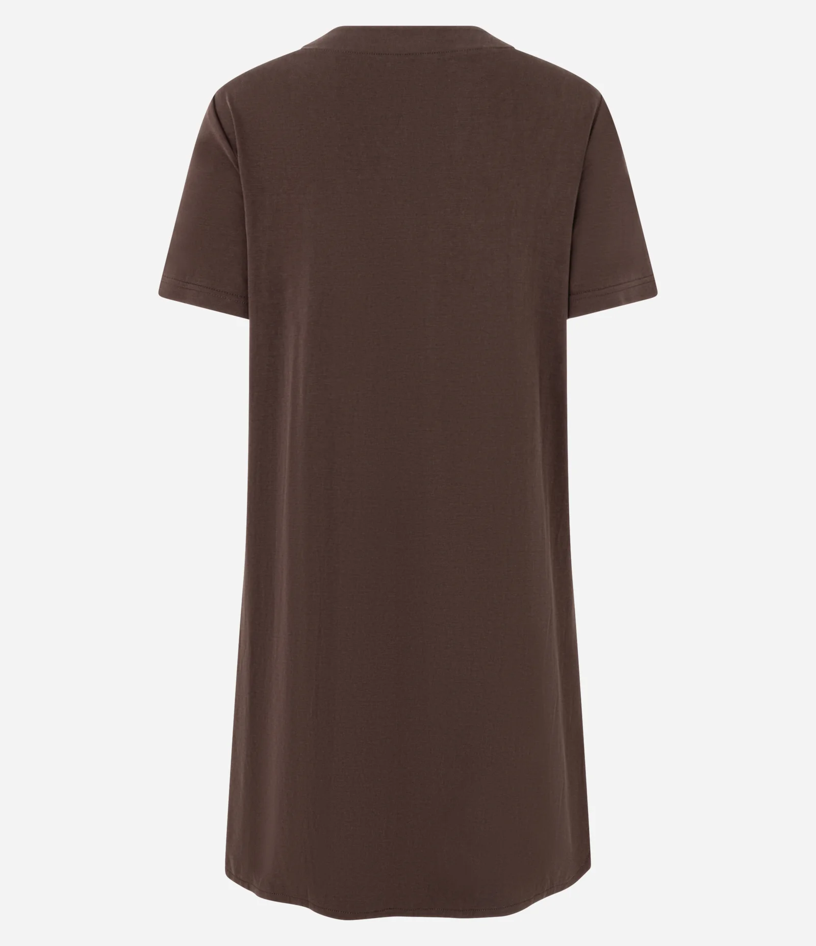 Vestido T-shirt Curto em Viscose com Bolsos Laterais Marrom 7