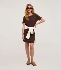 Vestido T-shirt Curto em Viscose com Bolsos Laterais