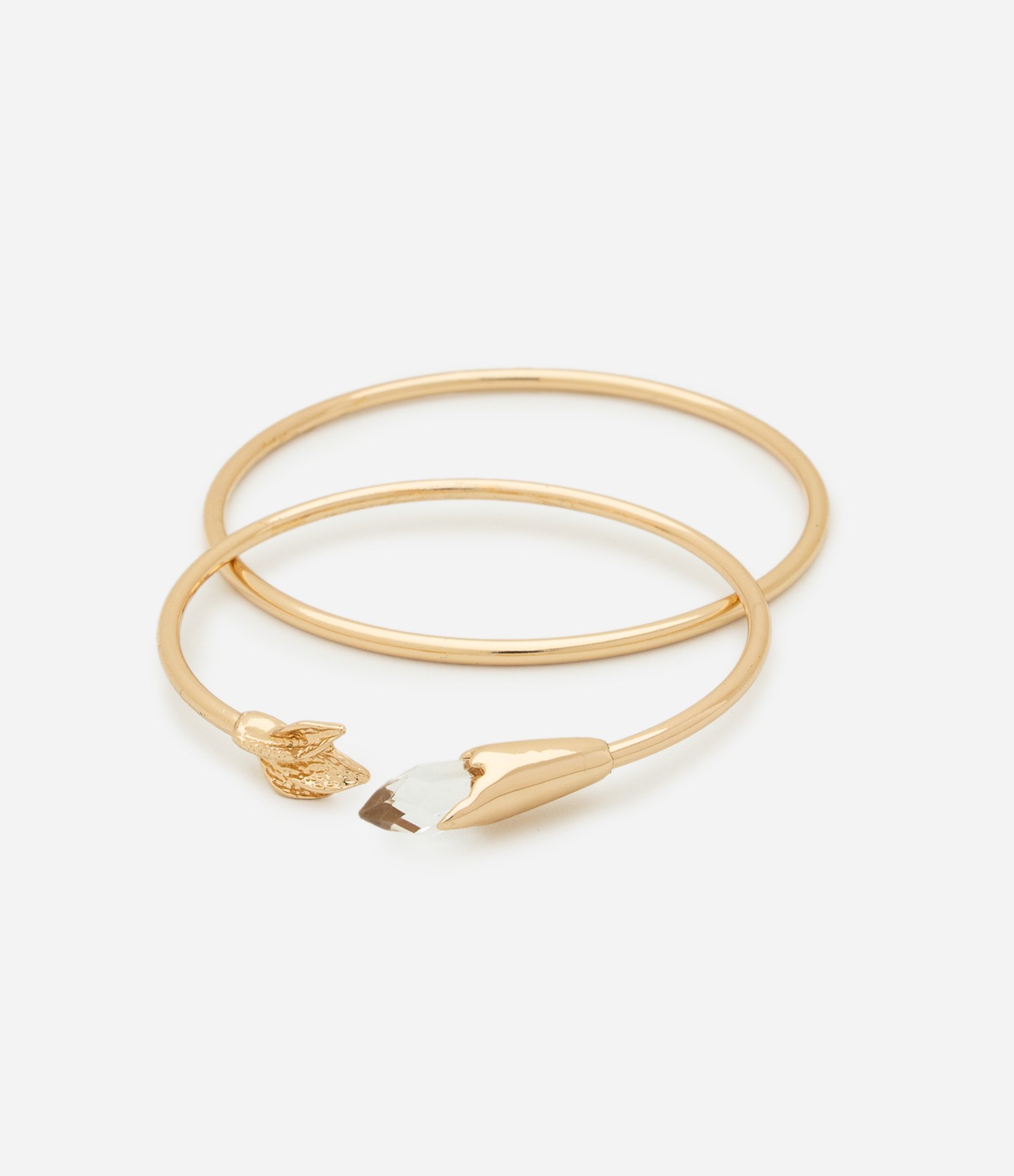 Kit 02 Braceletes Rígidos Fechado e Aberto com Finalizador de Pedra Dourado 1