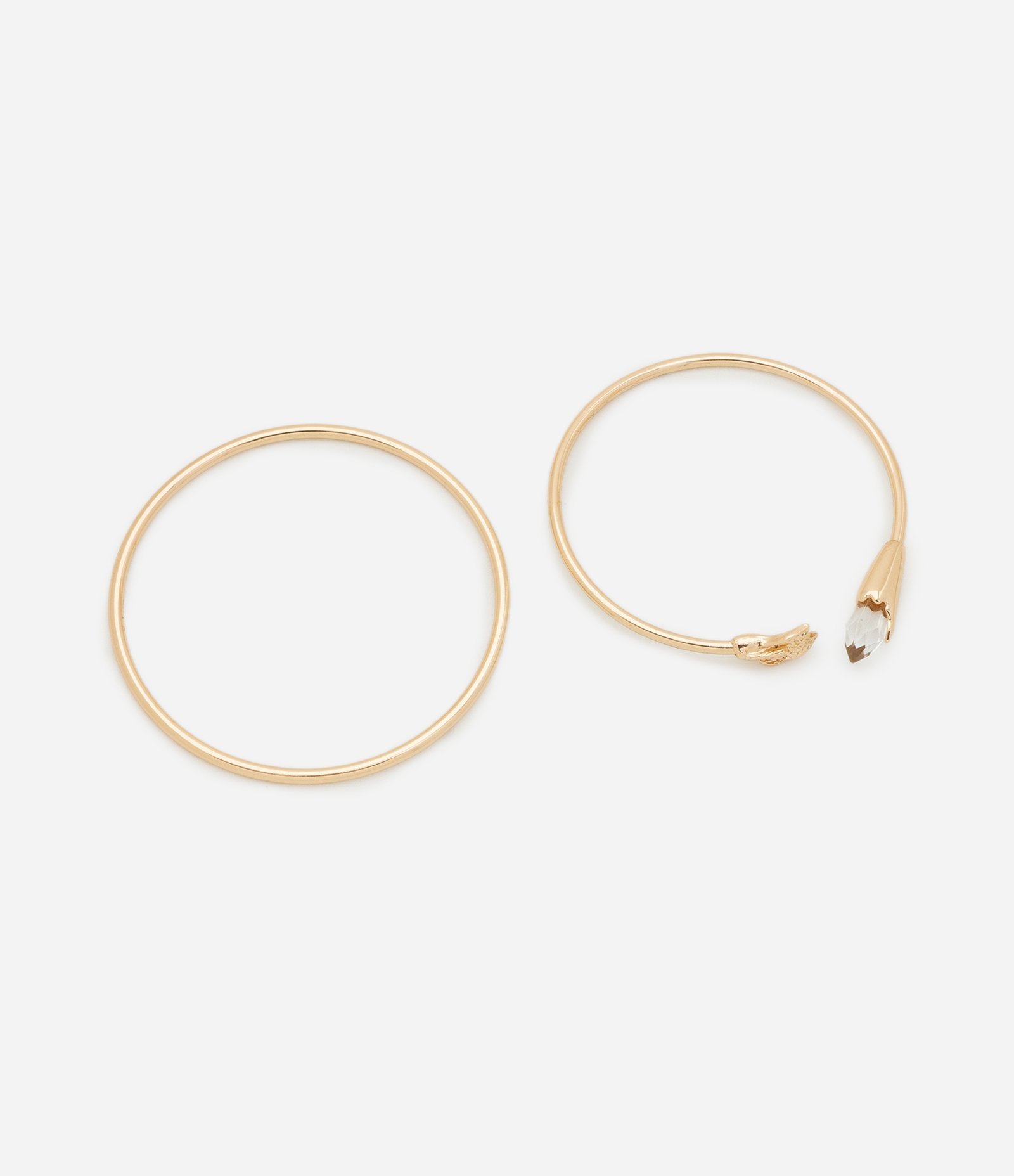 Kit 02 Braceletes Rígidos Fechado e Aberto com Finalizador de Pedra Dourado 2