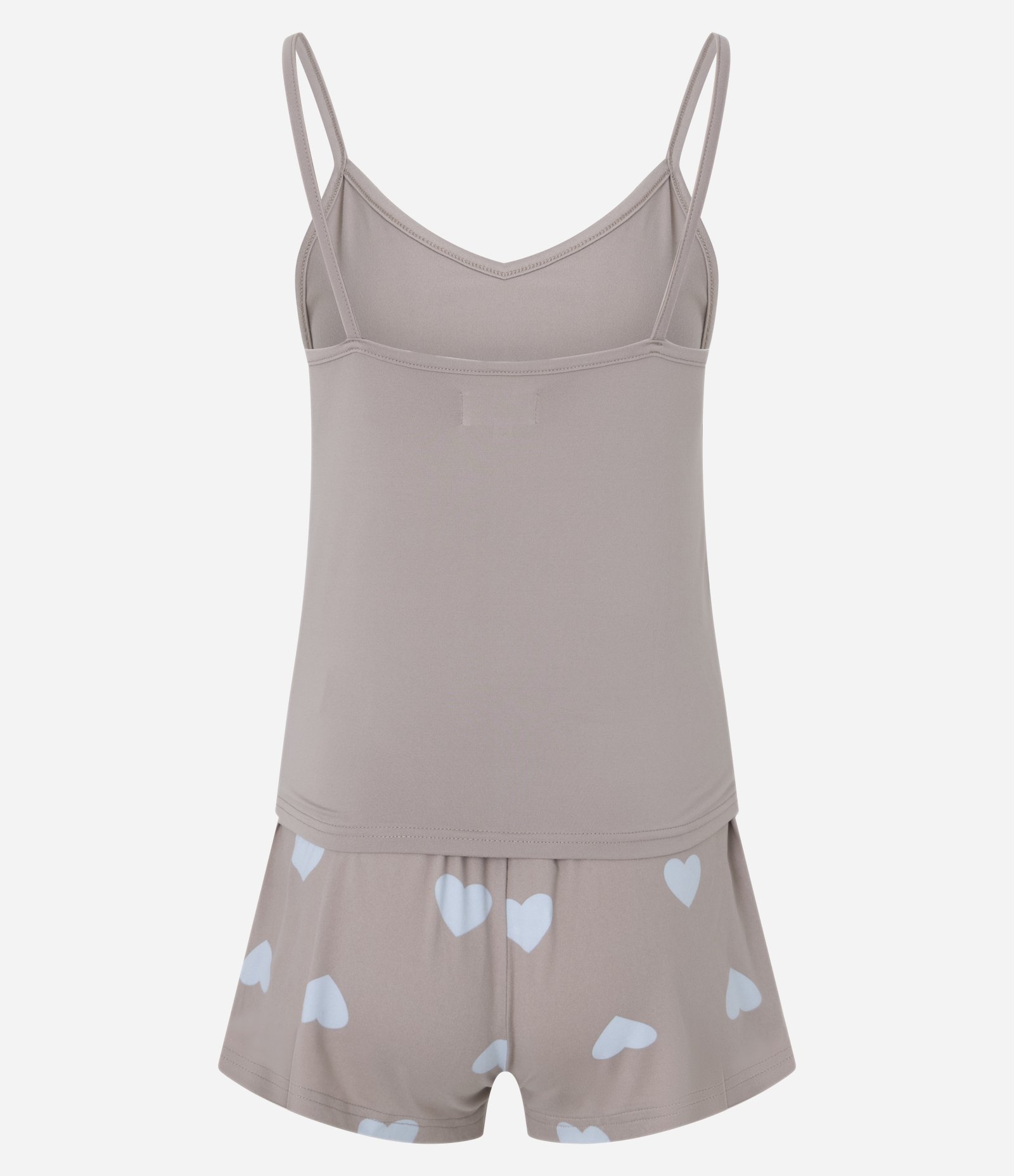 Pijama Short Doll com Peach Touch e Estampa Coração Bege 5