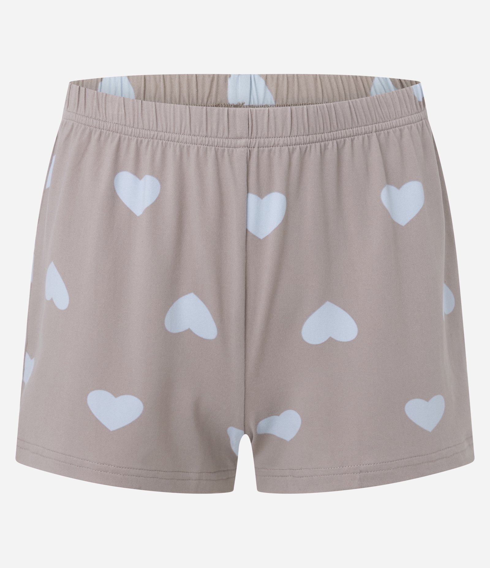 Pijama Short Doll com Peach Touch e Estampa Coração Bege 6