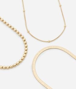 Conjunto com 03 Colares em Metal em Formatos Diversos