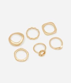 Kit 06 Anéis em Metal com Formas Orgânicas Variadas