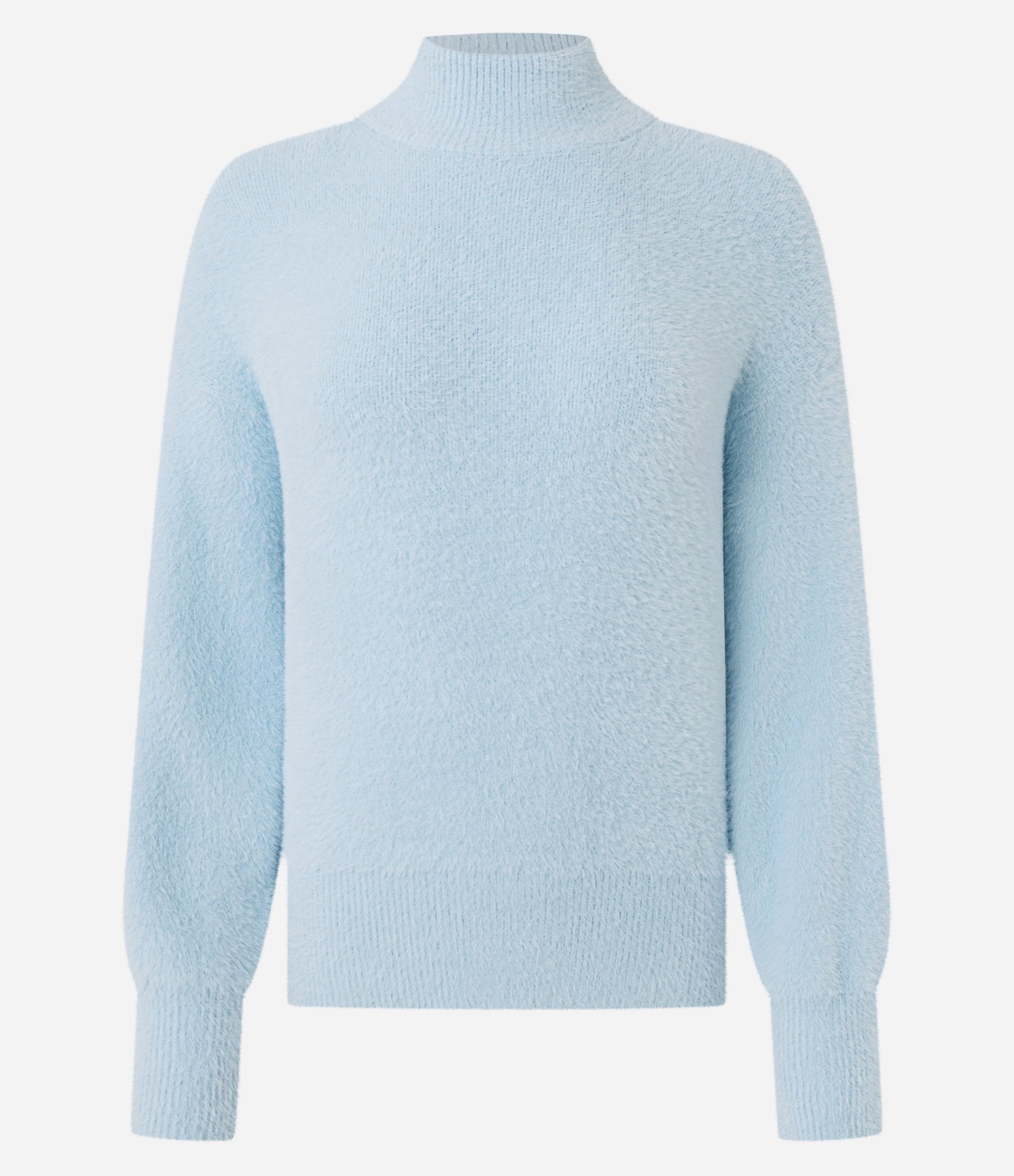 Suéter em Poliamida Peluciada com Gola Alta Azul Claro 1