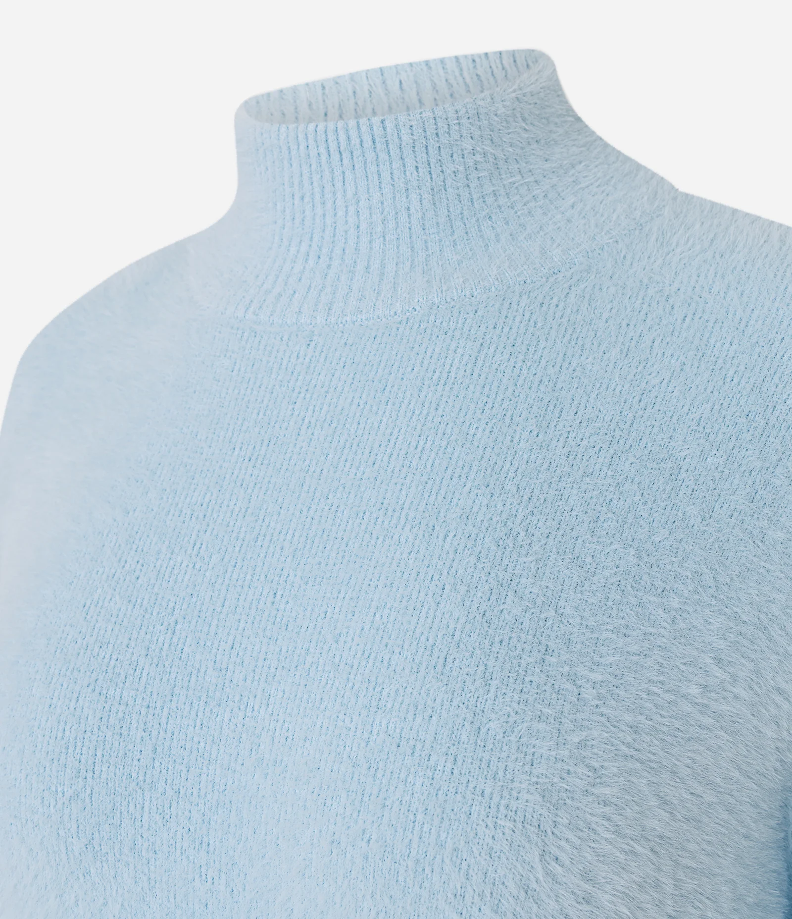 Suéter em Poliamida Peluciada com Gola Alta Azul Claro 2