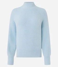 Suéter em Poliamida Peluciada com Gola Alta