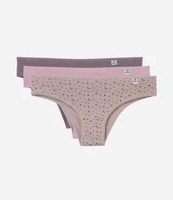 Kit 03 Calcinhas Biquíni em Microfibra com Estampa de Lua DelRio