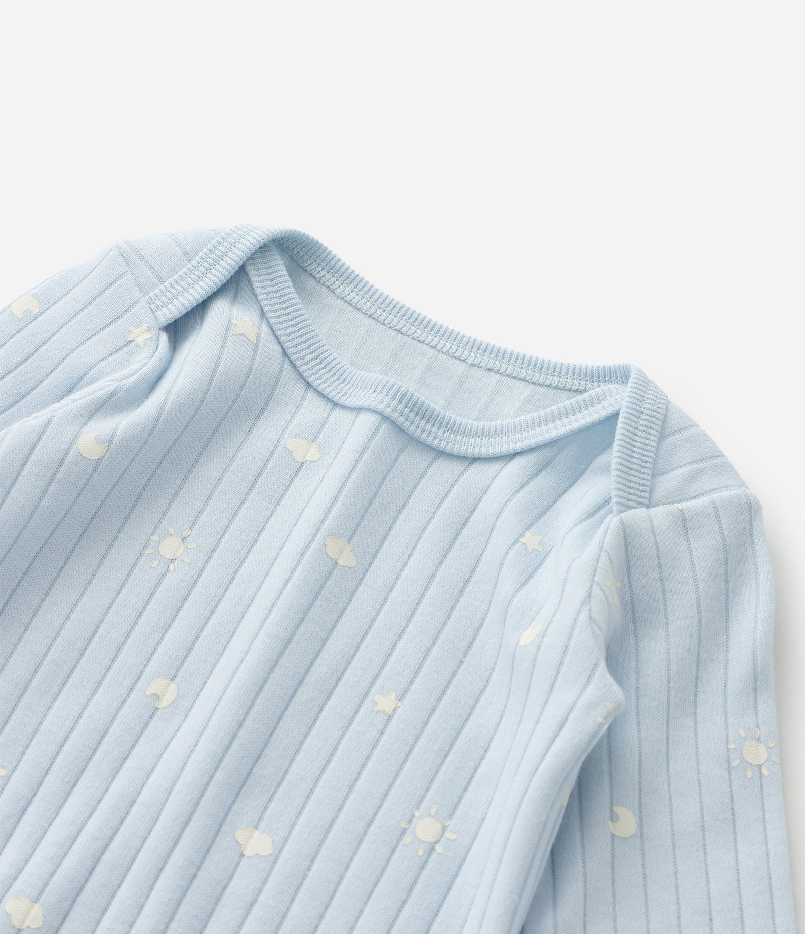 Body Infantil Canelado com Mini Ícones do Céu – Tam RN a 18 Meses Azul Claro 6